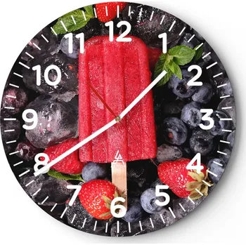 Hodiny Nástěnné hodiny do obýváku 40x40 Zmrzlina Kulatý Skleněné hodiny Loft Tiché