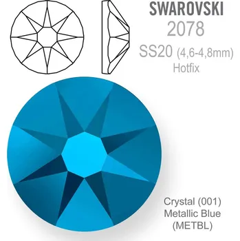 Módní doplněk SWAROVSKI xirius rose HOT-FIX velikost SS20 barva CRYSTAL MATALLIC BLUE