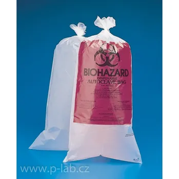 Sáček na potraviny Sáček "BIOHAZARD" s indikátorem sterilizace (Rozměry (cm): 36 x 48, Použitelný objem (l): 7,5 - 15, Barva: červená, Indikátor: ano, Balení (ks): 200)