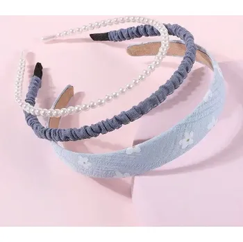 Čelenka Dámská a dětská látková čelenka | Módní doplňky - 3 ks květinově modré