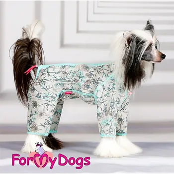 Obleček pro psa FOR MY DOGS Overal DUSTER GREY FLOWERS, Velikost: 16/L