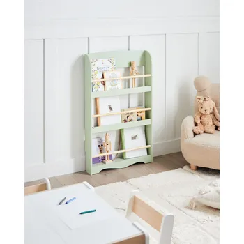 Nábytek Nástěnný regál světle zelený MDF borovicové dřevo 3-patrový úložný prostor v moderním stylu dětský pokoj Beliani