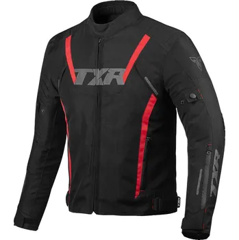 Moto bunda TXR Bunda na motorku Gunner černo-červená 4XL (Textilní moto bunda ve stylové kombinaci černé a červené. Pohodlné flexibilní panely pro přizpůsobení postavě.)