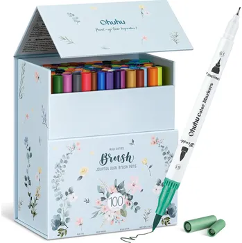 Ohuhu Maui Brush & Fineliner 100 ks Light Turquoise