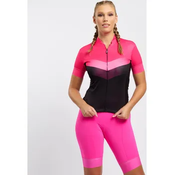 cyklistický dres RIVANELLE Cyklistický dres s krátkým rukávem - ARROW II - růžová/černá XS