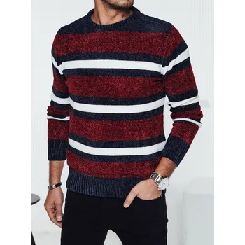 Pánské oblečení Pánský svetr s pruhy WX2262 Barva: Bordová, Velikost: L