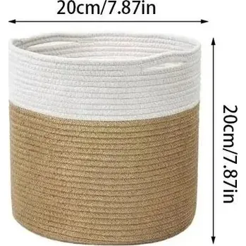 Úložný box Ručně pletený úložný koš na hračky a prádlo | úložný košík, skládací koš - 1ks bílý S