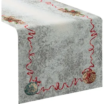 Vánoční dekorace Gobelínová vánoční štóla stříbrná se vzorem Šířka: 45 cm | Délka: 140 cm