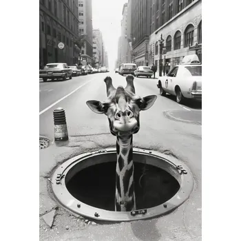 Plakát Plakát Žirafa v kanále bez rámu 61 x 90,5 cm