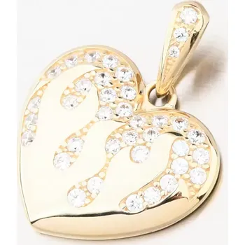 Přívěsek Dámský přívěsek žluté zlato 585 zirkon velké srdce DZ2403-ZIR