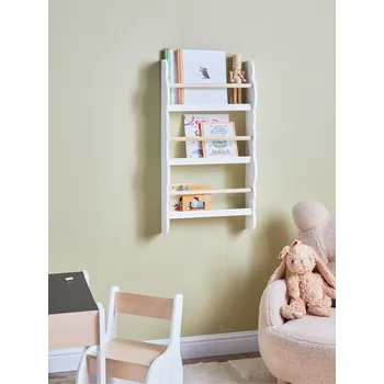 Dětský pokoj Nástěnný regál bílý MDF borovicové dřevo 3-patrový úložný prostor v moderním stylu dětský pokoj Beliani