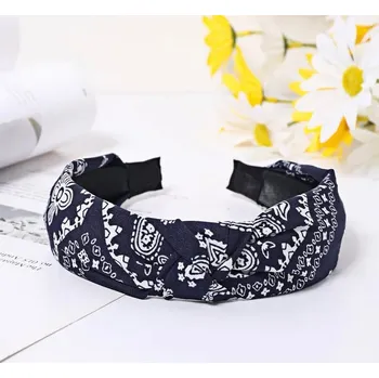 Čelenka Dámská vintage čelenka s mašlí | čelenka do vlasů, dámská doplňky - Námořnický potisk vázaný