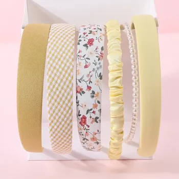 Čelenka Dámská a dětská látková čelenka | Módní doplňky - 6ks žluté smíšené