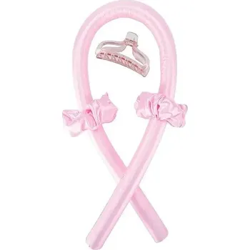 Natáčka na vlasy Beztepelné pěnové natáčky s čelenkou sada | sada na natáčení vlasů | pěnové natáčky 3 ks - růžový