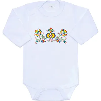 Kojenecký body Dětské body s potiskem New Baby Lidový vzor, vel. 56 (0-3m)