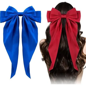 Elegantní mašle do vlasů | dámská sponka | módní doplněk 2 ks - královská modrá vínově červená