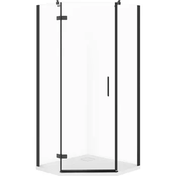 CERSANIT JOTA sprchový kout pětiúhelníkový levý černý 90x90 se sprchovou vaničkou TAKO slim S601-166