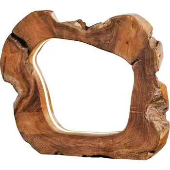 Lampička Designová masivní stolní lampa Faustion z teakového dřeva v naturální hnědé barvě s LED pásem 48 cm