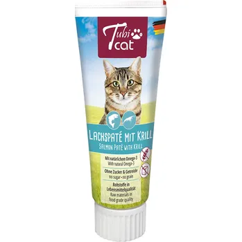 Krmivo pro kočku Výhodné balení: 6x75g Tubicat lososová paštika s krilem pamlsky pro kočky