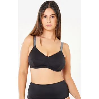 Dámské plavky DECATHLON Dámské plavky horní díl Astrid s košíčky a textilními kosticemi černý 80E ČERNÁ