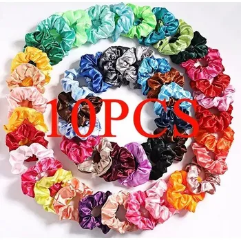 Saténové gumičky | Spony na vlasy, dámské doplňky - 10ks smíšených barev