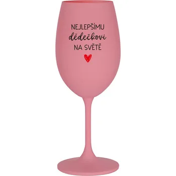 Sklenice NEJLEPŠÍMU DĚDĚČKOVI NA SVĚTĚ - růžová sklenice na víno 350 ml
