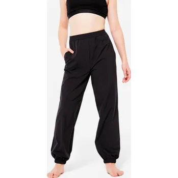 DOMYOS Dívčí taneční tepláky na modern'jazz širokého střihu 10 LET ČERNÁ