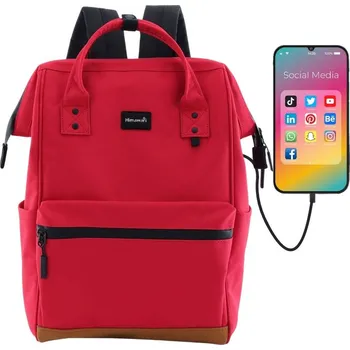 Dámský městský batoh v červené barvě s USB portem Barva: Červená