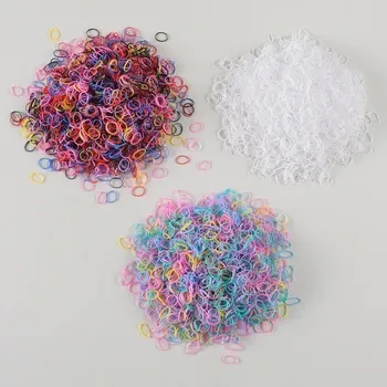 Barevné mini gumičky pro děti | gumičky do vlasů, dětské doplňky 1500 ks - černá H bílá pružina