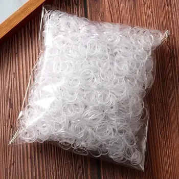 Barevné gumičky na vlasy dětské elastické | doplňky na vlasy 2000 ks - průhledný