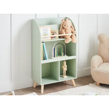 police 3patrový regál na knihy světle zelený borovice MDF police Beliani