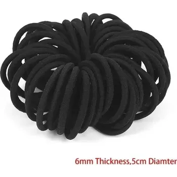 Černé elastické gumičky do vlasů | vlasové doplňky 50 ks - 50ks 6mm