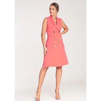 Dámské oblečení Elegantní midi šaty bez rukávů M1067 Barva: Korálová, Velikost: M