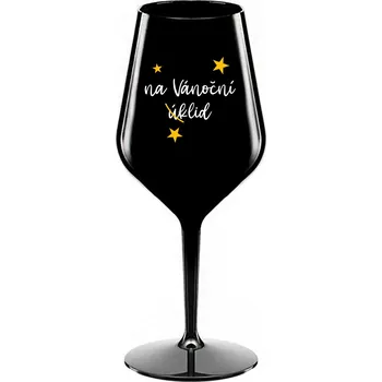 Sklenice NA VÁNOČNÍ ÚKLID - černá nerozbitná sklenice na víno 470 ml