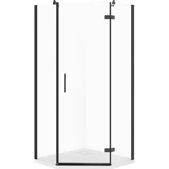 CERSANIT JOTA sprchový kout pětiúhelníkový pravý černý 80x80 se sprchovou vaničkou TAKO slim S601-161