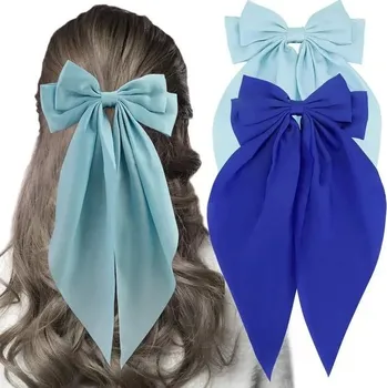 Elegantní mašle do vlasů | dámská sponka | módní doplněk 2 ks - nebesky modrá královská modrá