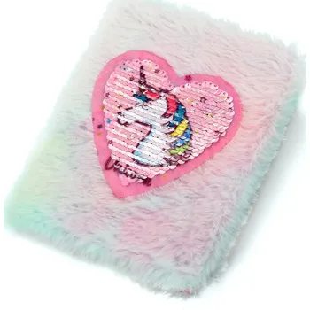 Zápisník Dívčí plyšový deník se srdcem - unicorn