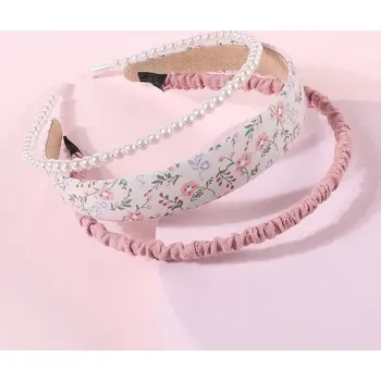 Čelenka Dámská a dětská látková čelenka | Módní doplňky - 3ks růžový květ