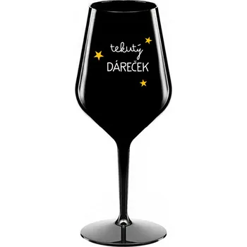 Sklenice TEKUTÝ DÁREČEK - černá nerozbitná sklenice na víno 470 ml
