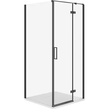 CERSANIT JOTA sprchový kout pravý černý 80x80 se sprchovou vaničkou TAKO slim bílý matný S601-148