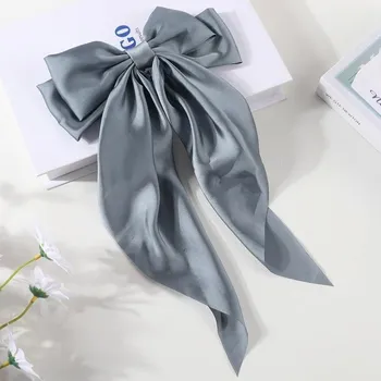 Elegantní saténová mašle do vlasů | módní doplněk, dámská spona - Haze blue