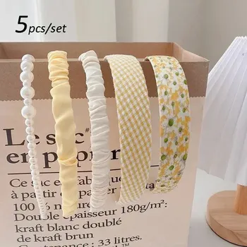 Čelenka Dámské vlasové čelenky | vlasové doplňky, čelenky na vlasy 5 ks - žluť