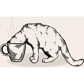 Plakát Plakát, Obraz - Coffee Cat in black, Tara Royle