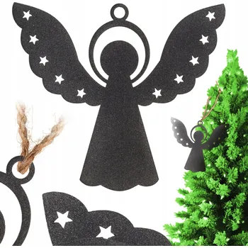 Vánoční dekorace VÁNOČNÍ OZDOBY NA STROMEČEK ANDĚL SE HVĚZDIČKAMI STŘÍBRNÝ