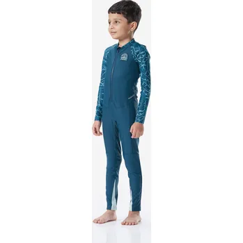 Neoprenový oblek DECATHLON Chlapecká plavecká kombinéza 100 s dlouhým rukávem 5-6 LET MODRÁ|ZELENÁ