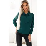 Elegantní tmavě zelená halenka s mašlí VALERIO 140-24 Velikost: XS