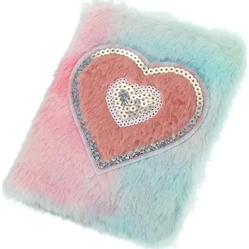 Zápisník Dívčí plyšový deník se srdcem - Mix barev