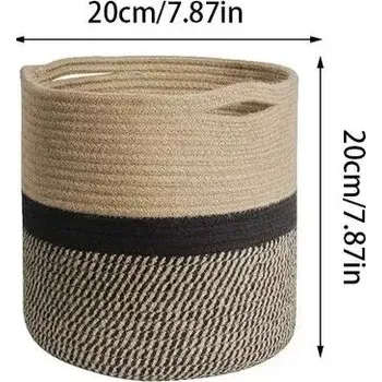 Úložný box Ručně pletený úložný koš na hračky a prádlo | úložný košík, skládací koš - 1ks černý S