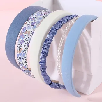 Čelenka Dámská a dětská látková čelenka | Módní doplňky - 6ks modré smíšené