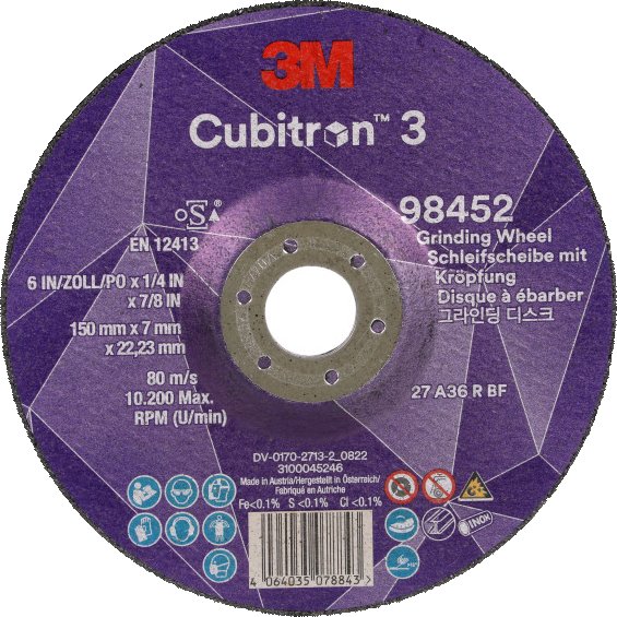 Disques à Tronçonner 3M Cubitron 3 86647 60+ T42 - Lot 5 Pièces 125 Mm X 2,5 Mm